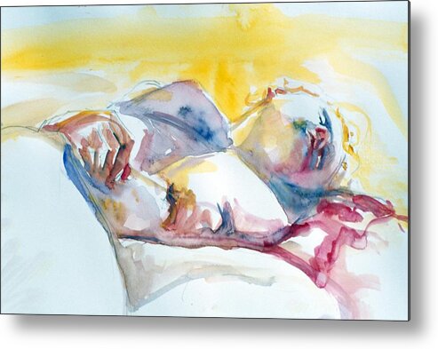 Full Body Metal Print featuring the painting Reclining Study by Barbara Pease