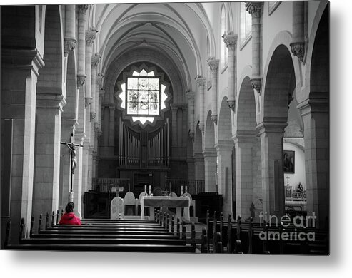 Red Metal Print featuring the photograph Red and Mono, Church of Bethlehem by Perry Rodriguez