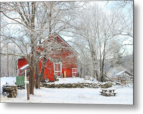 Farm Metal Print featuring the photograph Red Barn in Winter by John Burk