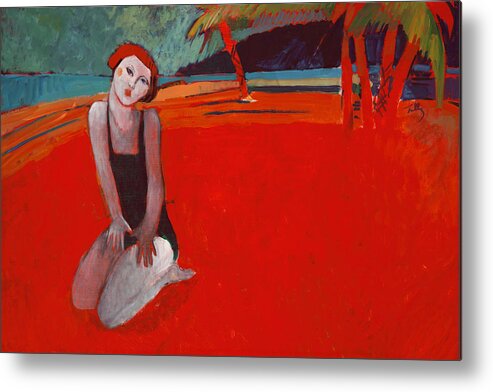 Figure Metal Print featuring the painting Red Beach Two by Thomas Tribby