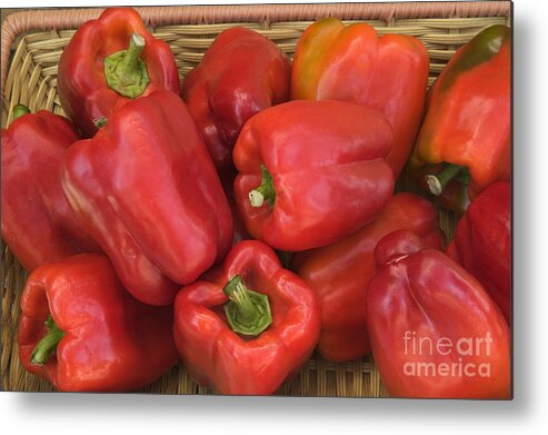Pepper Metal Print featuring the photograph Red Bell Peppers by Inga Spence