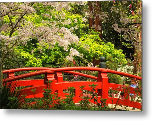 Floral Metal Print featuring the photograph Red Bridge Springtime by James Eddy