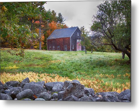 Chocorua Fall Colors Metal Print featuring the photograph Red door barn by Jeff Folger