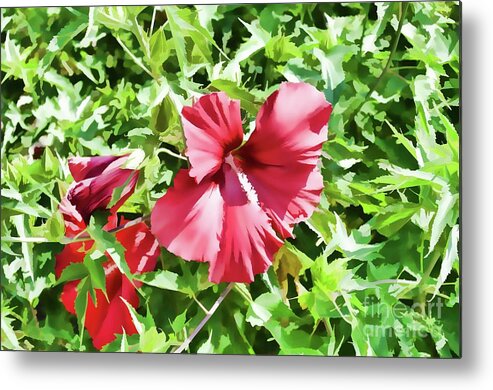 Many Metal Print featuring the painting Red Flower by Jeelan Clark