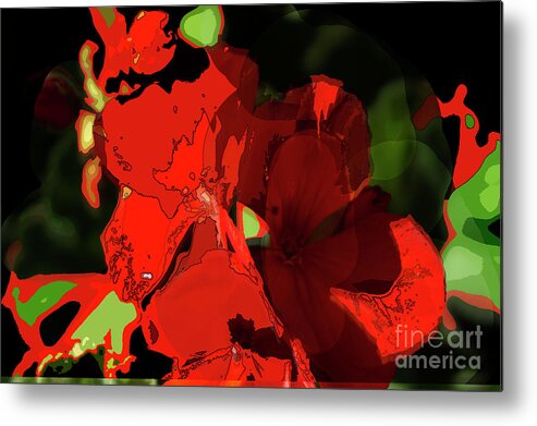 Flower Metal Print featuring the digital art Red flowerpower by Deb Nakano