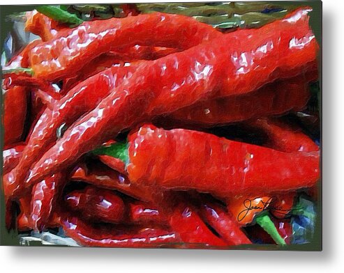Red Peppers Metal Print featuring the painting Red Hot Peppers by Joan Reese
