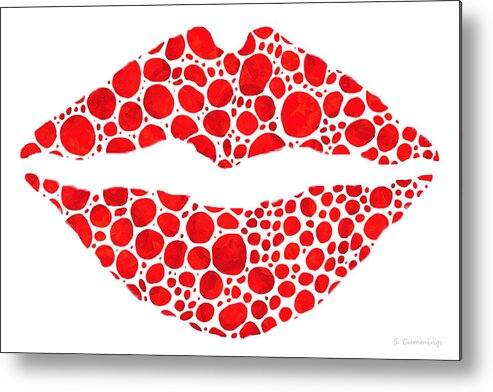 Love Metal Print featuring the painting Red Lips Art - Big Kiss - Sharon Cummings by Sharon Cummings