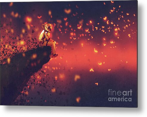Acrylic Metal Print featuring the painting Red planet by Tithi Luadthong