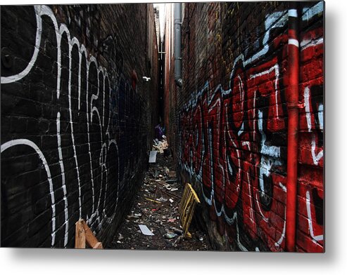 Red Metal Print featuring the photograph Red Vs Black The Standoff by Kreddible Trout