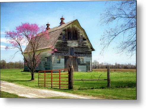 Barn Metal Print featuring the photograph Redbud and Barn by James Barber