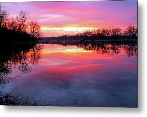 Sunset Metal Print featuring the photograph Reflecting Sunset on the Fox by Ira Marcus