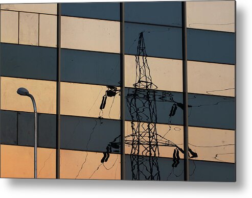 Electricity Tower Metal Print featuring the photograph Reflection of Electricity Tower by Prakash Ghai