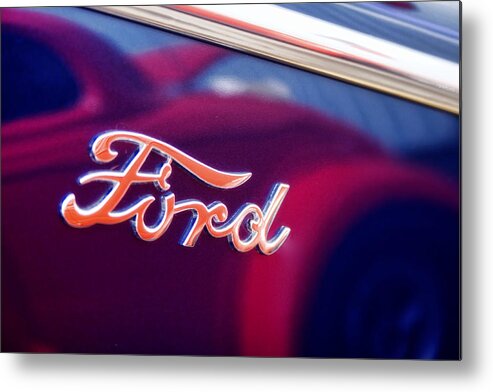 Ford Metal Print featuring the photograph Reflections in an Old Ford Automobile by Carol Leigh