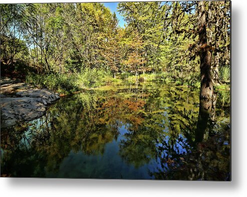 Krause Springs Metal Print featuring the photograph Reflections of Fall by Judy Vincent