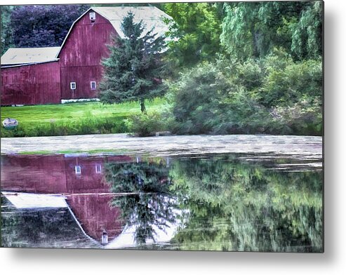 Reflections Of The Old Red Barn Metal Print featuring the photograph Reflections of the Old Red Barn by Pat Cook