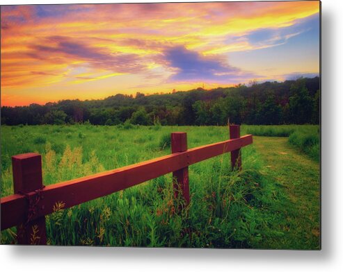 Wisconsin Landscape Metal Print featuring the photograph Retzer Nature Center - Sunset Over Field by Jennifer Rondinelli Reilly - Fine Art Photography