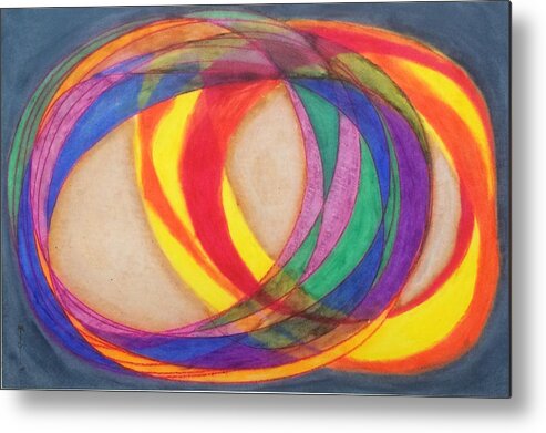 Circles Metal Print featuring the pastel Revolving by Steve Sommers