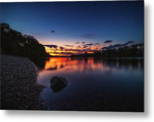 Rhine Metal Print featuring the photograph Rhine at Night by Marc Braner