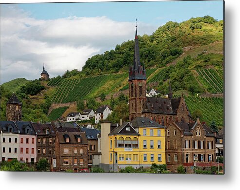 Riverside Village Metal Print featuring the photograph Rhine River Village by Sally Weigand