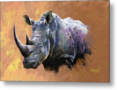 Nairobi Metal Print featuring the painting Rhino by Anthony Mwangi