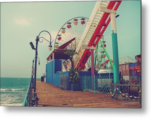 Santa Monica Pier Metal Print featuring the photograph Ride it Out by Laurie Search