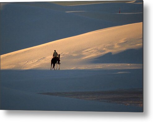 Rider On Paint Horse Metal Print featuring the photograph Rider in the Sand #5 by Cindy McIntyre