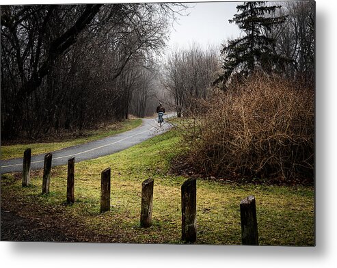 Fog Metal Print featuring the photograph Riding into the Fog by Celso Bressan
