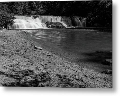 Water Fall Metal Print featuring the photograph Riley Moore Falls in BW by Doug Camara