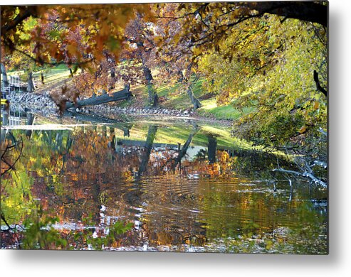 Autumn Metal Print featuring the photograph Ripples in an Autumn Lake by Lynn Hansen