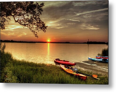 Coastal Sunset Scene Metal Print featuring the photograph River Road Park Never Disappoints by Phil Mancuso