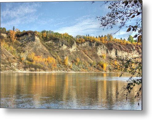 River Metal Print featuring the photograph Riverbank in Autumn by Jim Sauchyn