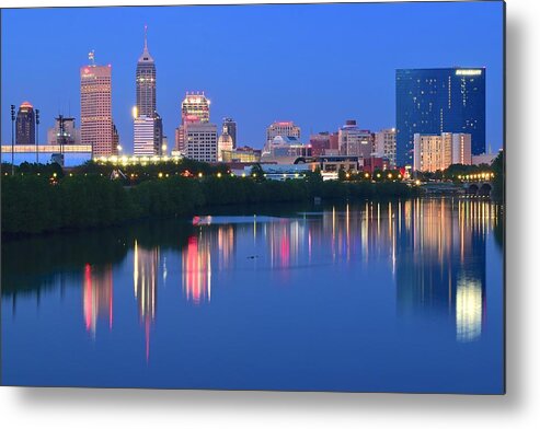Indianapolis Metal Print featuring the photograph Riverside View of Indianapolis by Frozen in Time Fine Art Photography