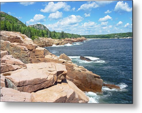 Maine Metal Print featuring the photograph Rocky Summer Seascape Acadia National Park Photograph by Keith Webber Jr