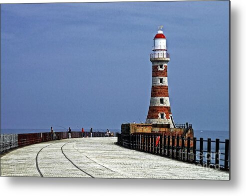 Roker Metal Print featuring the photograph Roker Lighthouse Sunderland by Martyn Arnold