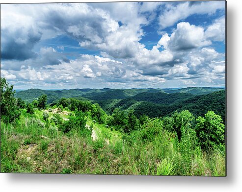 Eastern Ky Metal Print featuring the photograph Rolling hills and Puffy Clouds by Lester Plank