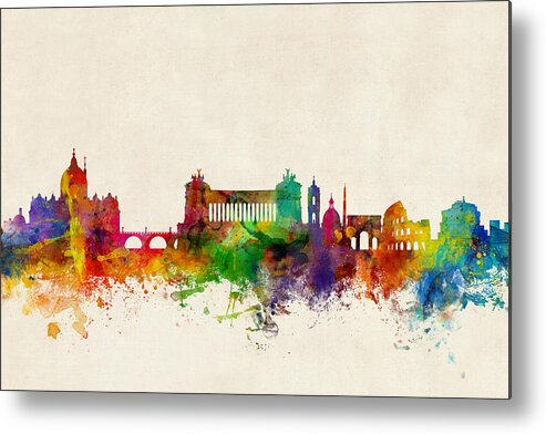 Italy Metal Print featuring the digital art Rome Italy Skyline by Michael Tompsett