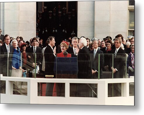 President Reagan Metal Print featuring the photograph Ronald Reagan Inauguration - 1981 by War Is Hell Store