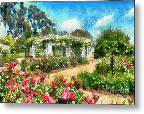 Rose Garden Metal Print featuring the digital art Rose Garden by Fran Woods