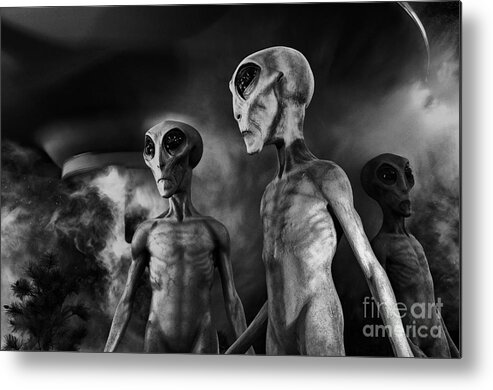 Ufo Metal Print featuring the photograph Aliens and UFO 1 by Bob Christopher