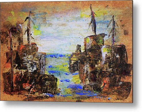 Landscape Metal Print featuring the painting Rough Country Abstract by April Burton
