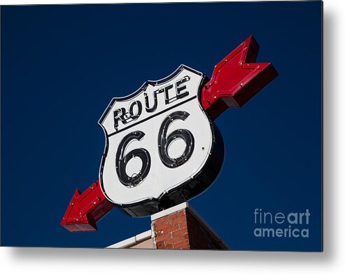 Route 66 Metal Print featuring the photograph Route 66 Sign by T Lowry Wilson