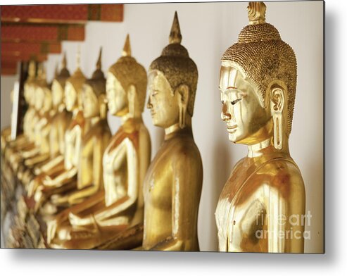 Thailand Metal Print featuring the photograph Row of Buddhas by Anthony Totah