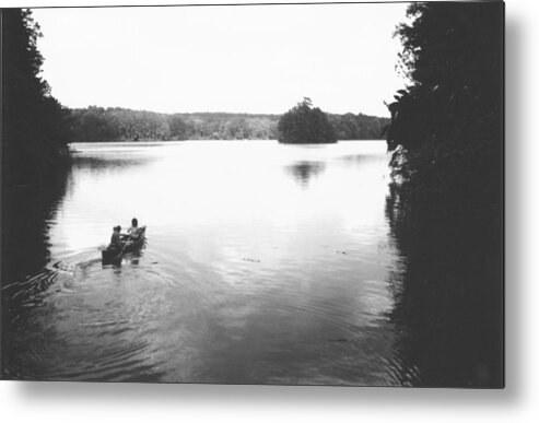 Water Metal Print featuring the photograph Rowing by Cat Rondeau