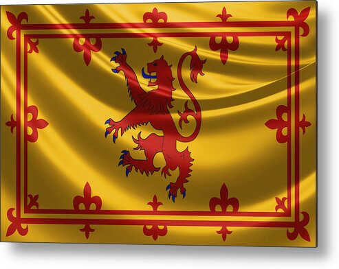 'royal Collection' By Serge Averbukh Metal Print featuring the digital art Royal Banner of the Royal Arms of Scotland by Serge Averbukh