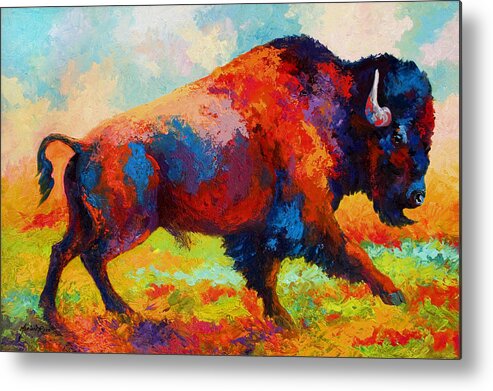 Bison Metal Print featuring the painting Running Free by Marion Rose