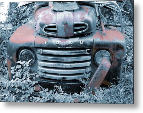 Old Metal Print featuring the photograph Rusty Blue Ford by Jame Hayes