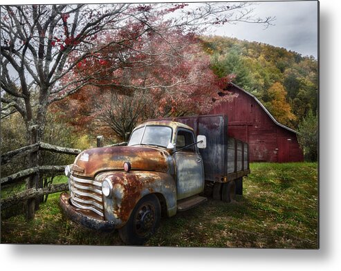 American Metal Print featuring the photograph Rusty Chevy Pickup Truck by Debra and Dave Vanderlaan