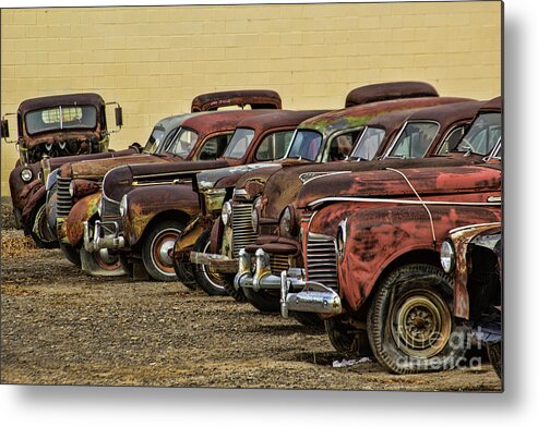 Cars. Vehicles Metal Print featuring the photograph Rusty Row by Steven Parker