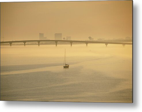 Sailboat Metal Print featuring the photograph Sailboat on Great Egg Harbor - Ocean City New Jersey by Bill Cannon