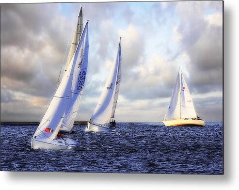 Photo Metal Print featuring the photograph Sailing at Sunset - 1 by Alan Hausenflock